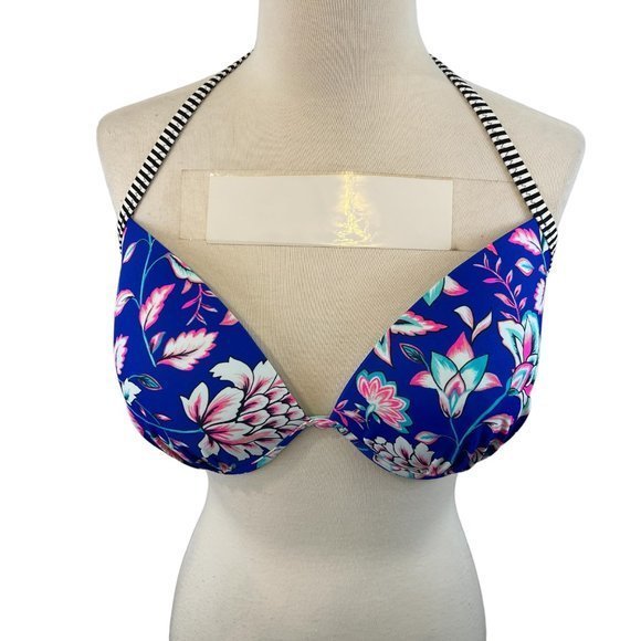🌿4/$35🌿 SHADE SHORE‎ Blue Floral Padded Bikini Top (36DD) - Picture 9 of 9